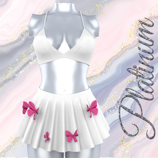 Second Life Marketplace White Pink Butterfly OUTFIT